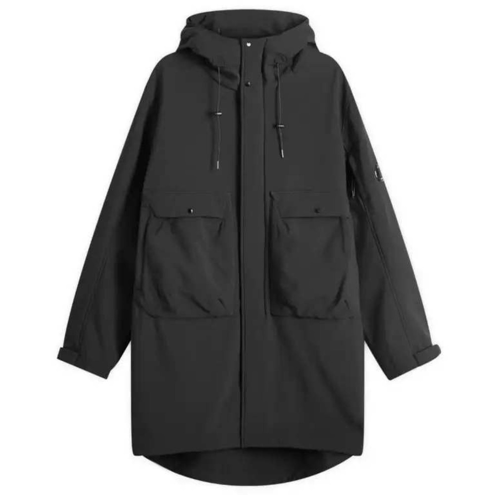C.P. Company Shell-R Hooded Parka Long Jacket Black‎ - Size 48